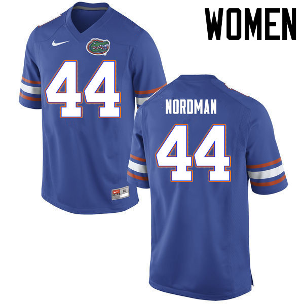 Women Florida Gators #44 Tucker Nordman College Football Jerseys Sale-Blue